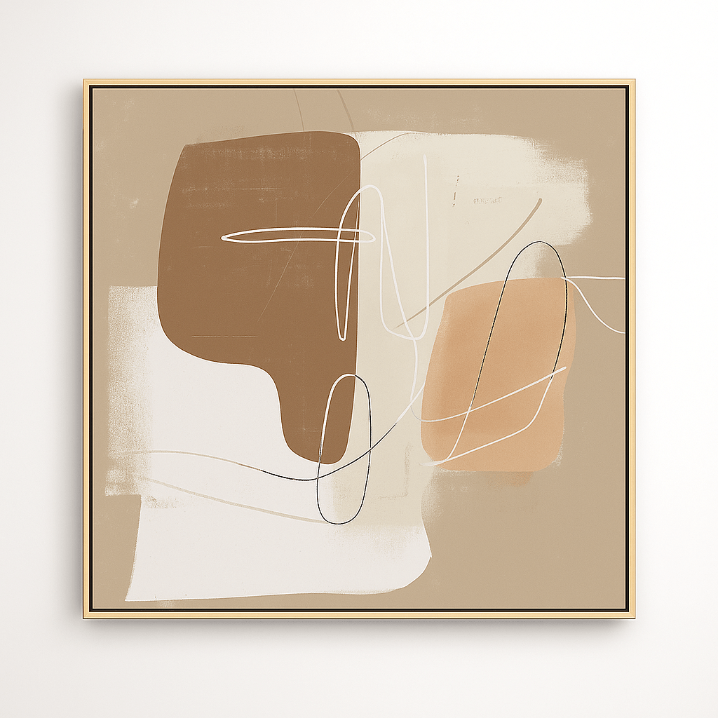 Canvas Print: Whispers of Sand – Neutral Beige Line Art for Modern Interiors modern abstract canvas wall art by Rossetti Art – luxury interior design artwork for living room, bedroom, office – abstract wall art canvas print art Chiara Rossetti