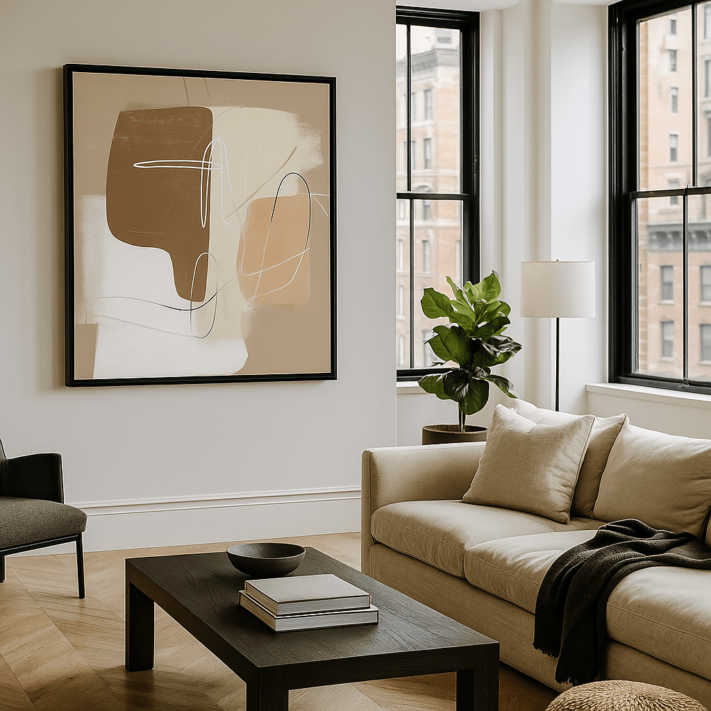 Canvas Print: Whispers of Sand – Neutral Beige Line Art for Modern Interiors modern abstract canvas wall art by Rossetti Art – luxury interior design artwork for living room, bedroom, office – abstract wall art canvas print art Chiara Rossetti