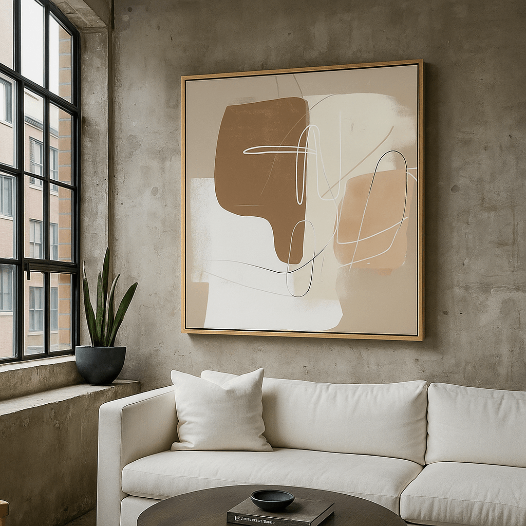 Canvas Print: Whispers of Sand – Neutral Beige Line Art for Modern Interiors modern abstract canvas wall art by Rossetti Art – luxury interior design artwork for living room, bedroom, office – abstract wall art canvas print art Chiara Rossetti