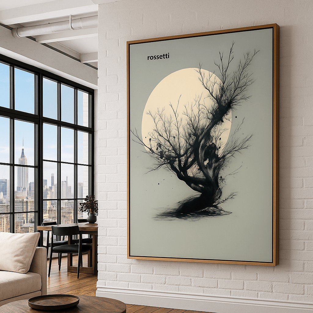 Canvas Print : Whispers of the Moon - Minimalist Abstract Nature Canvas Print modern abstract canvas wall art by Rossetti Art – luxury interior design artwork for living room, bedroom, office – large abstract art large canvas artwork large geometric wall art for living room