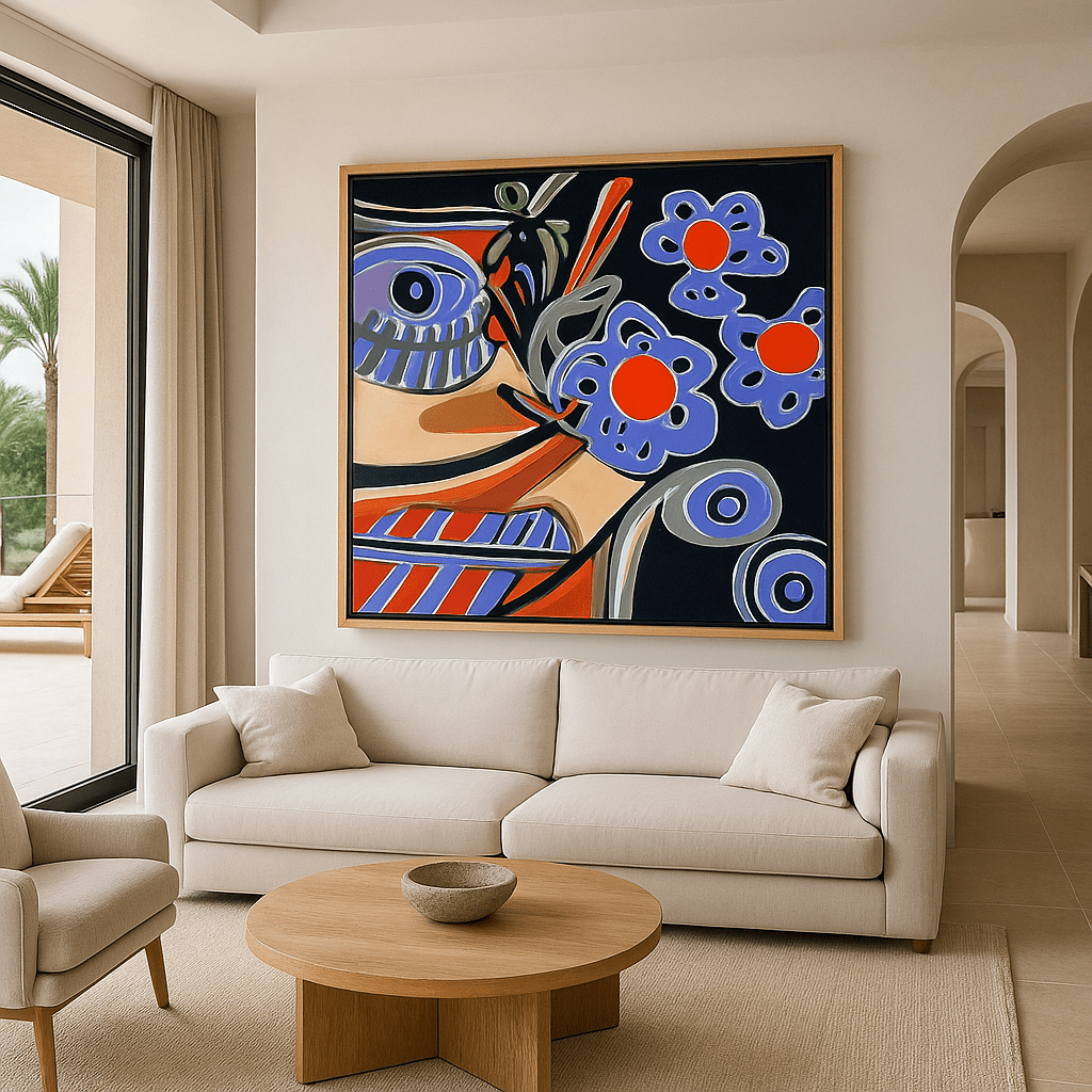 Canvas Print: Wild Bloom – Pop Art Canvas Prints Art modern abstract canvas wall art by Rossetti Art – luxury interior design artwork for living room, bedroom, office – Bold and Dynamic Artistic Home Accent Colorful Statement Wall Art Contemporary Grid Art