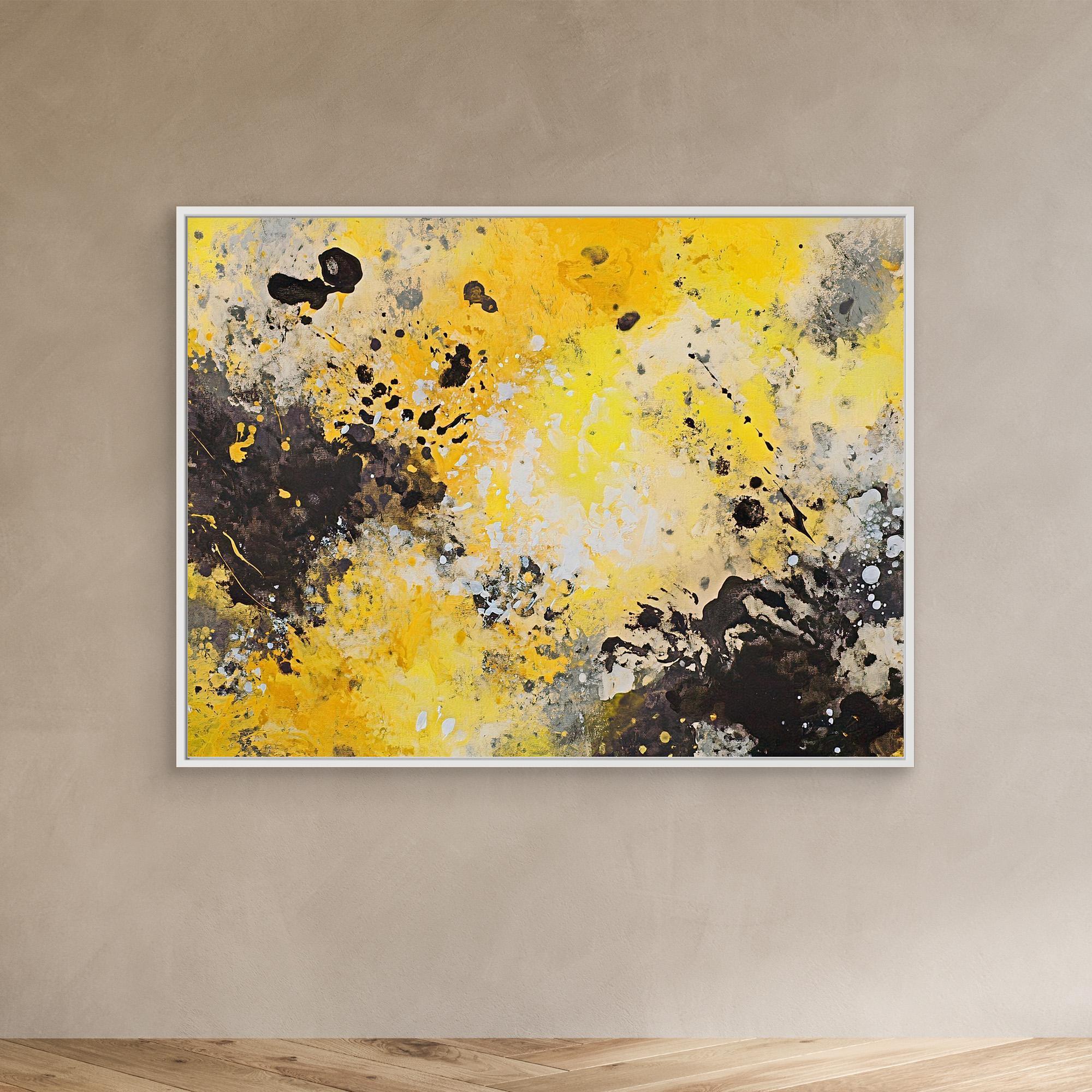Canvas Print: "Yellow Chaos" - Abstract Splatter Art on Canvas modern abstract canvas wall art by Rossetti Art – luxury interior design artwork for living room, bedroom, office – Contemporary Art for Sale contemporary art piece Contemporary Canvas Art