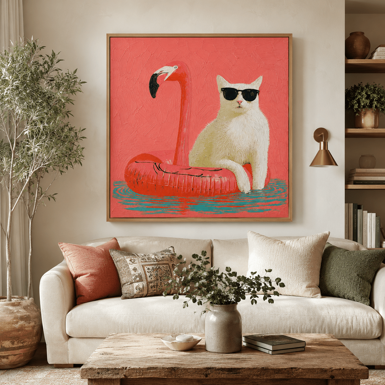 Cat Art Print Abstract — Float On by Rossetti Art modern abstract canvas wall art by Rossetti Art – luxury interior design artwork for living room, bedroom, office – animal Entryway Wall Art Living Room Canvas Art