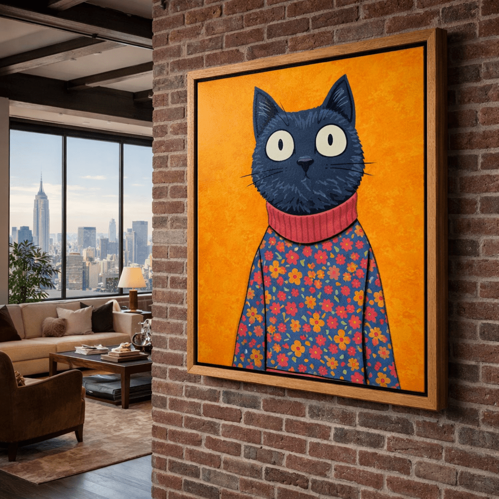 Cat Canvas Print Art – Colorful Whimsical Feline Portrait Wall Art for Modern Decor | Rossetti Art modern abstract canvas wall art by Rossetti Art – luxury interior design artwork for living room, bedroom, office – canvas print art Chiara Rossetti kids