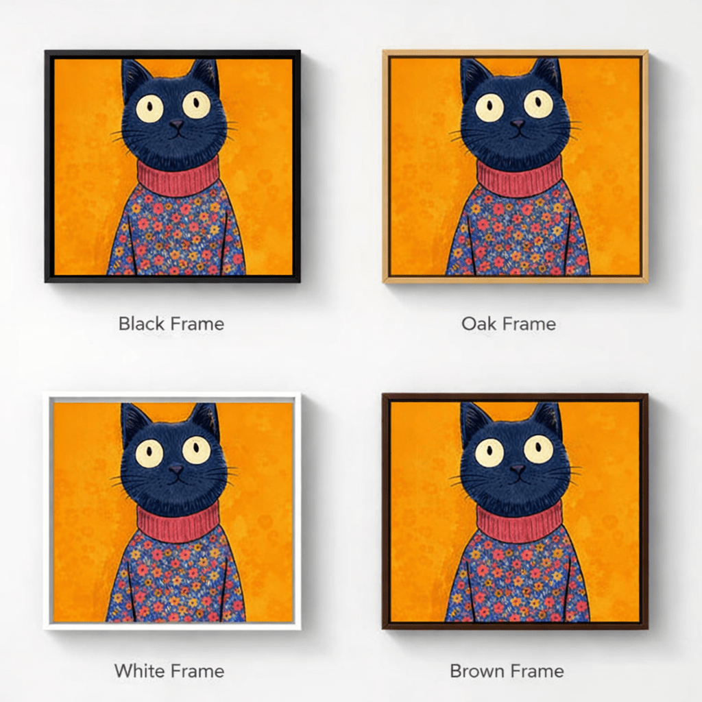 Cat Canvas Print Art – Colorful Whimsical Feline Portrait Wall Art for Modern Decor | Rossetti Art modern abstract canvas wall art by Rossetti Art – luxury interior design artwork for living room, bedroom, office – canvas print art Chiara Rossetti kids