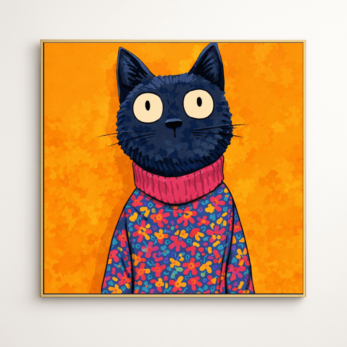 Cat Canvas Print Art – Colorful Whimsical Feline Portrait Wall Art for Modern Decor | Rossetti Art modern abstract canvas wall art by Rossetti Art – luxury interior design artwork for living room, bedroom, office – canvas print art Chiara Rossetti kids