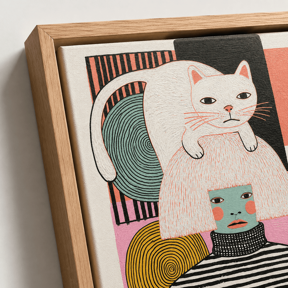 Cat Canvas Wall Art — Crown by Rossetti Art modern abstract canvas wall art by Rossetti Art – luxury interior design artwork for living room, bedroom, office – animal figurative Living Room Canvas Art