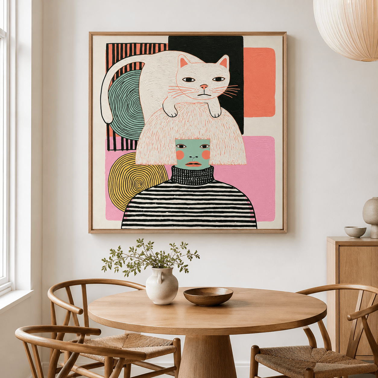 Cat Canvas Wall Art — Crown by Rossetti Art modern abstract canvas wall art by Rossetti Art – luxury interior design artwork for living room, bedroom, office – animal figurative Living Room Canvas Art