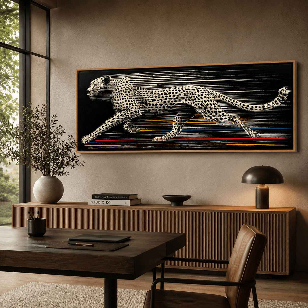 Cheetah Wall Art — Sprint | Rossetti Art modern abstract canvas wall art by Rossetti Art – luxury interior design artwork for living room, bedroom, office – animal Dining Room Wall Art Entryway Wall Art