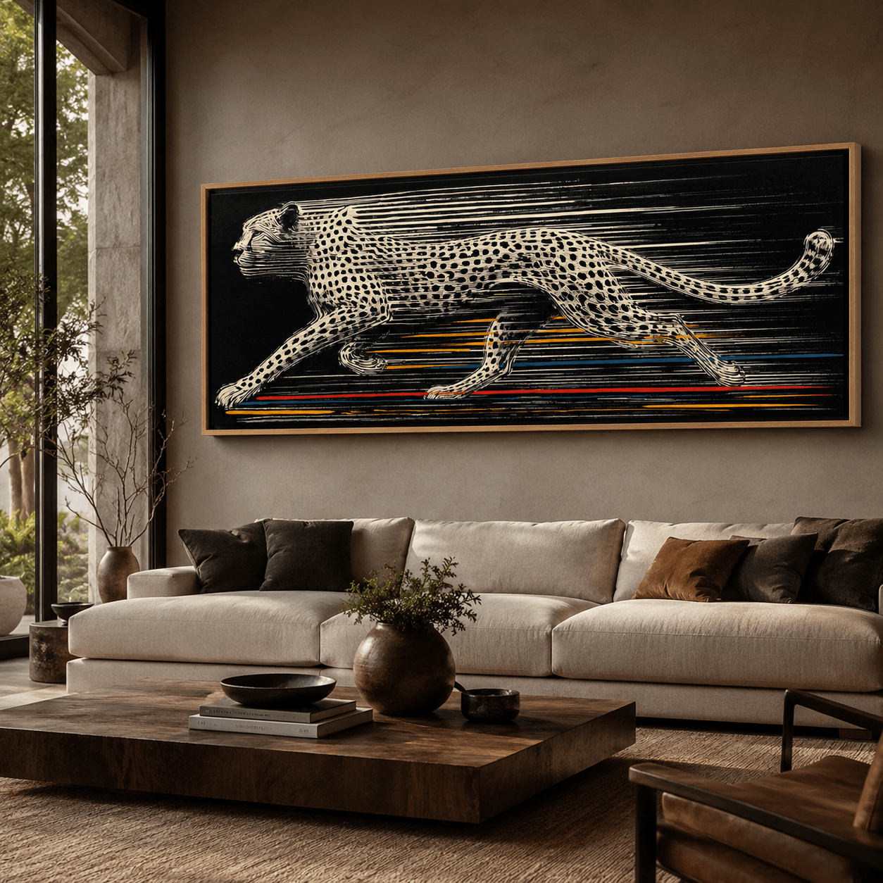 Cheetah Wall Art — Sprint | Rossetti Art modern abstract canvas wall art by Rossetti Art – luxury interior design artwork for living room, bedroom, office – animal Dining Room Wall Art Entryway Wall Art