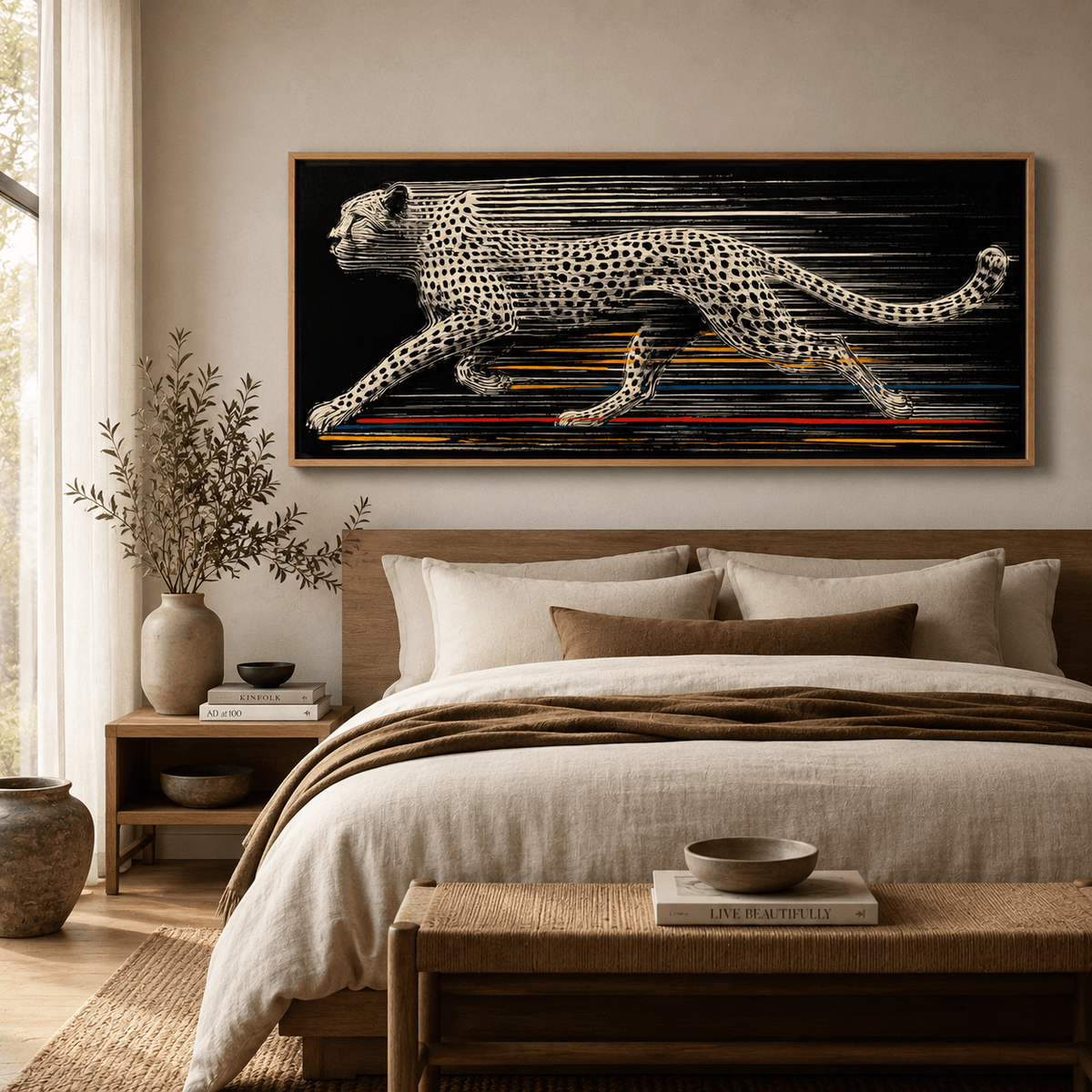 Cheetah Wall Art — Sprint | Rossetti Art modern abstract canvas wall art by Rossetti Art – luxury interior design artwork for living room, bedroom, office – animal Dining Room Wall Art Entryway Wall Art