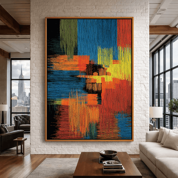 Chromatic Symphony – Large Colorful Abstract Wall Art Canvas Print for Modern Living Rooms