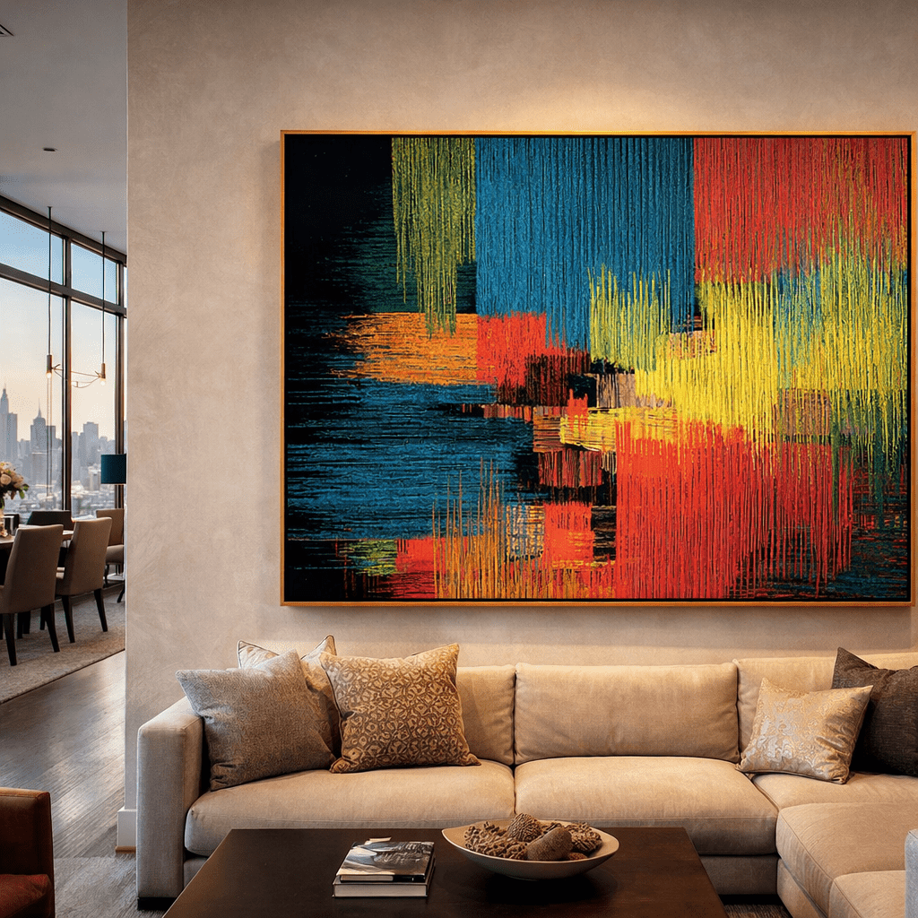 Chromatic Symphony – Large Colorful Abstract Wall Art Canvas Print for Modern Living Rooms modern abstract canvas wall art by Rossetti Art – luxury interior design artwork for living room, bedroom, office – figurative modern abstract modern abstract artwork