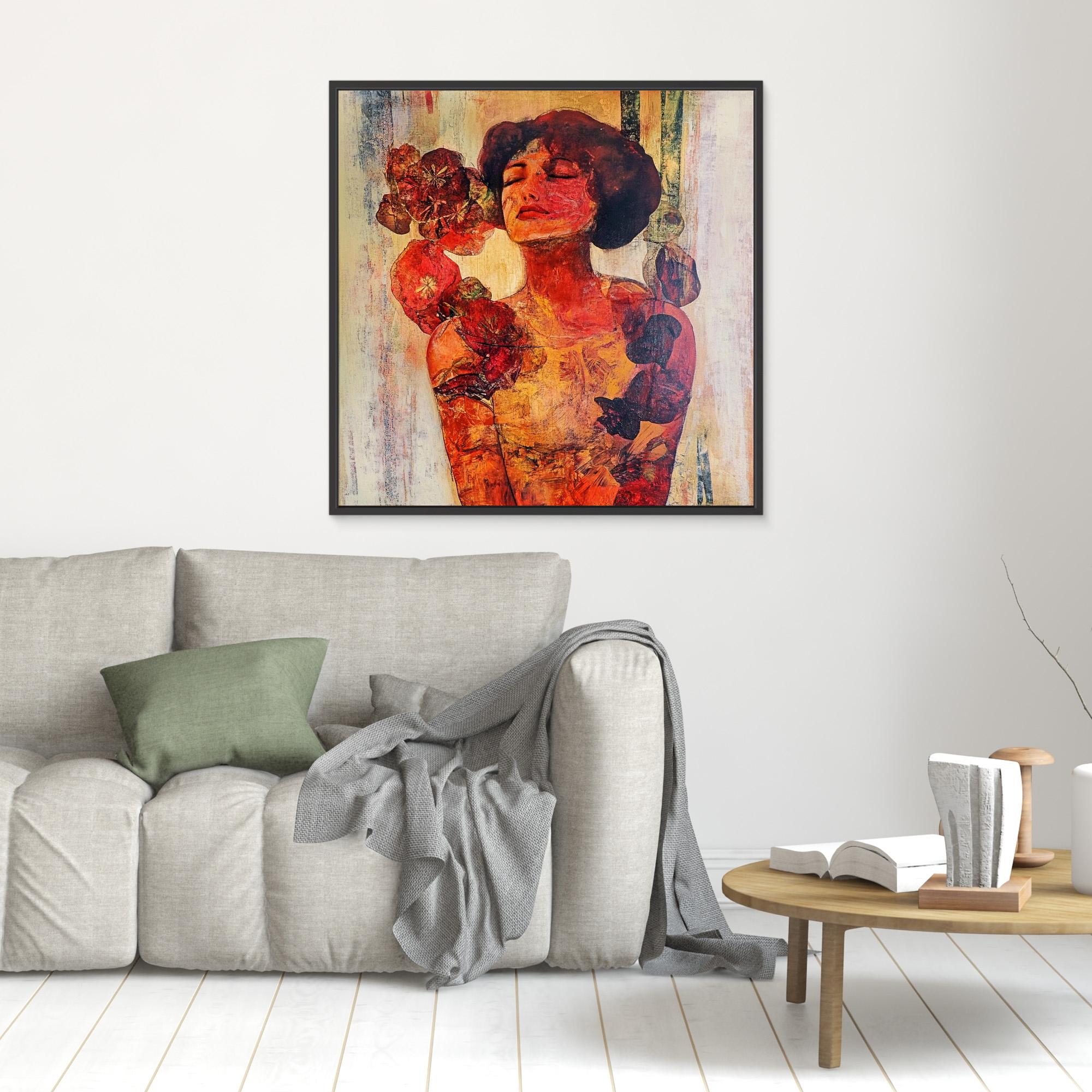 Canvas Print : Radiant Serenity – Vintage Floral Portrait Wall Art