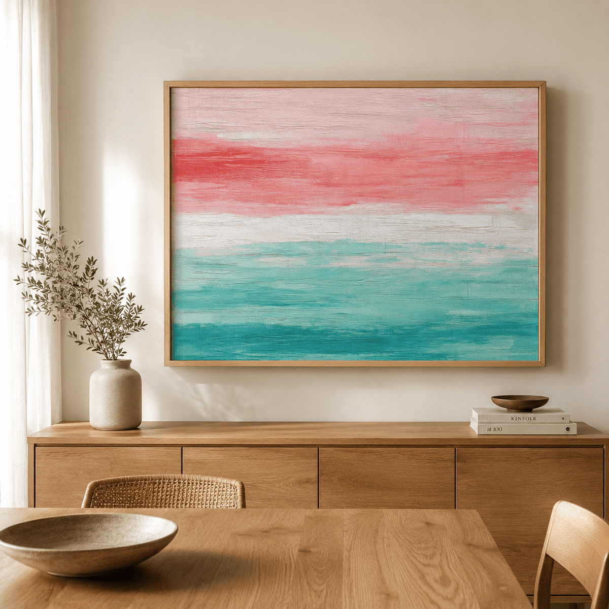 Coastal Abstract Art Canvas Print — Rose Tide by Rossetti Art