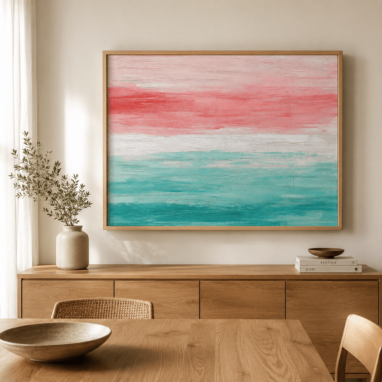 Coastal Abstract Art Canvas Print — Rose Tide by Rossetti Art
