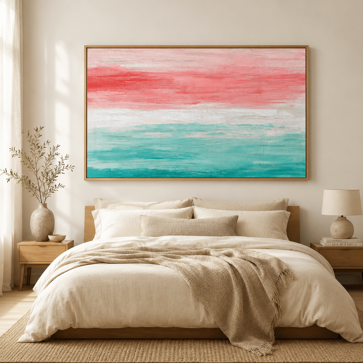 Coastal Abstract Art Canvas Print — Rose Tide by Rossetti Art