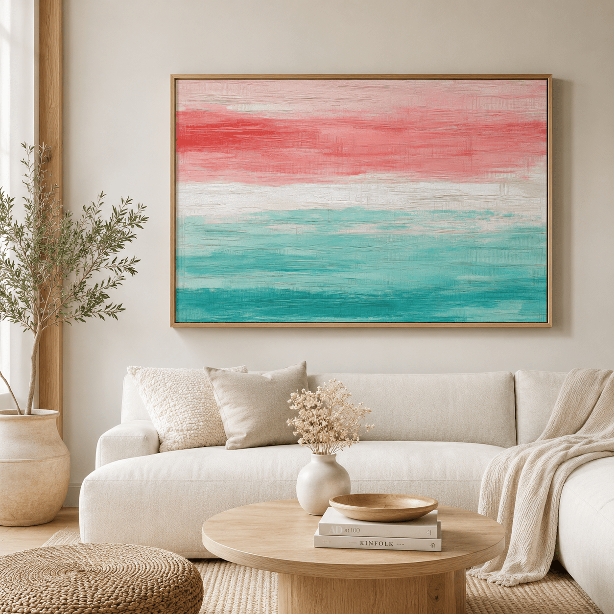 Coastal Abstract Art Canvas Print — Rose Tide by Rossetti Art