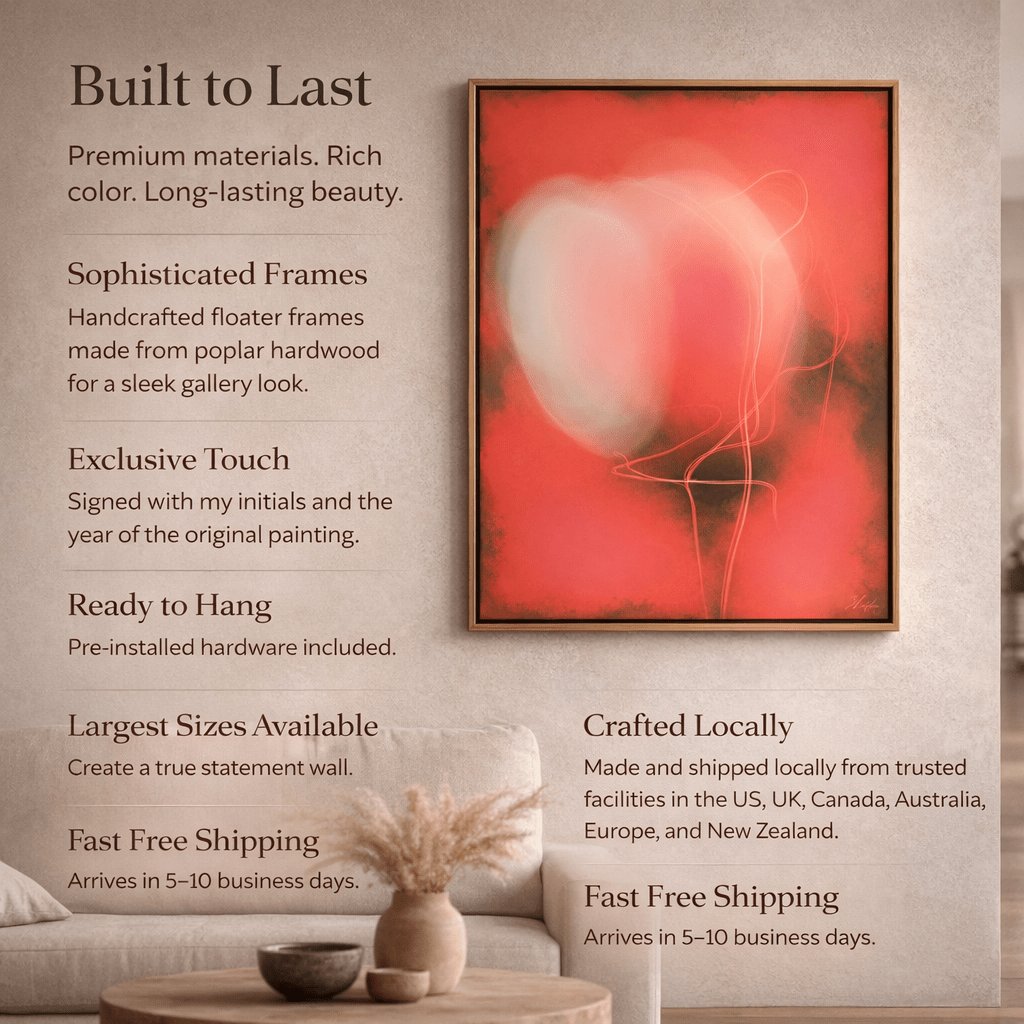 Contemporary Abstract Floral Art Canvas Print - Blush Ember Bloom