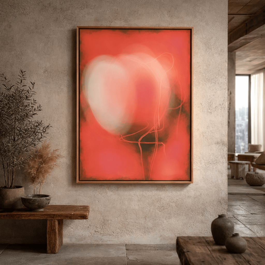 Contemporary Abstract Floral Art Canvas Print - Blush Ember Bloom