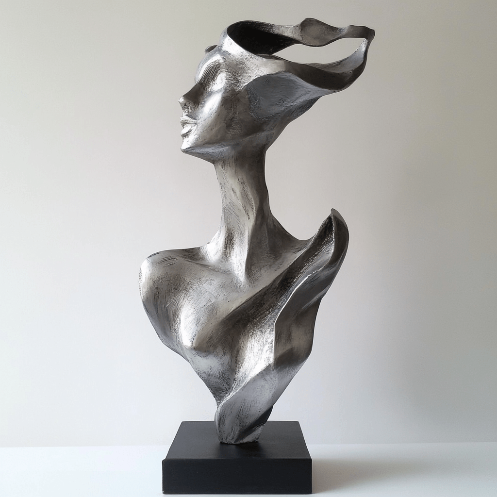 Contemporary Sculpture : "Whispering Winds" modern abstract canvas wall art by Rossetti Art – luxury interior design artwork for living room, bedroom, office – abstract face sculpture bold artistic decor contemporary art piece