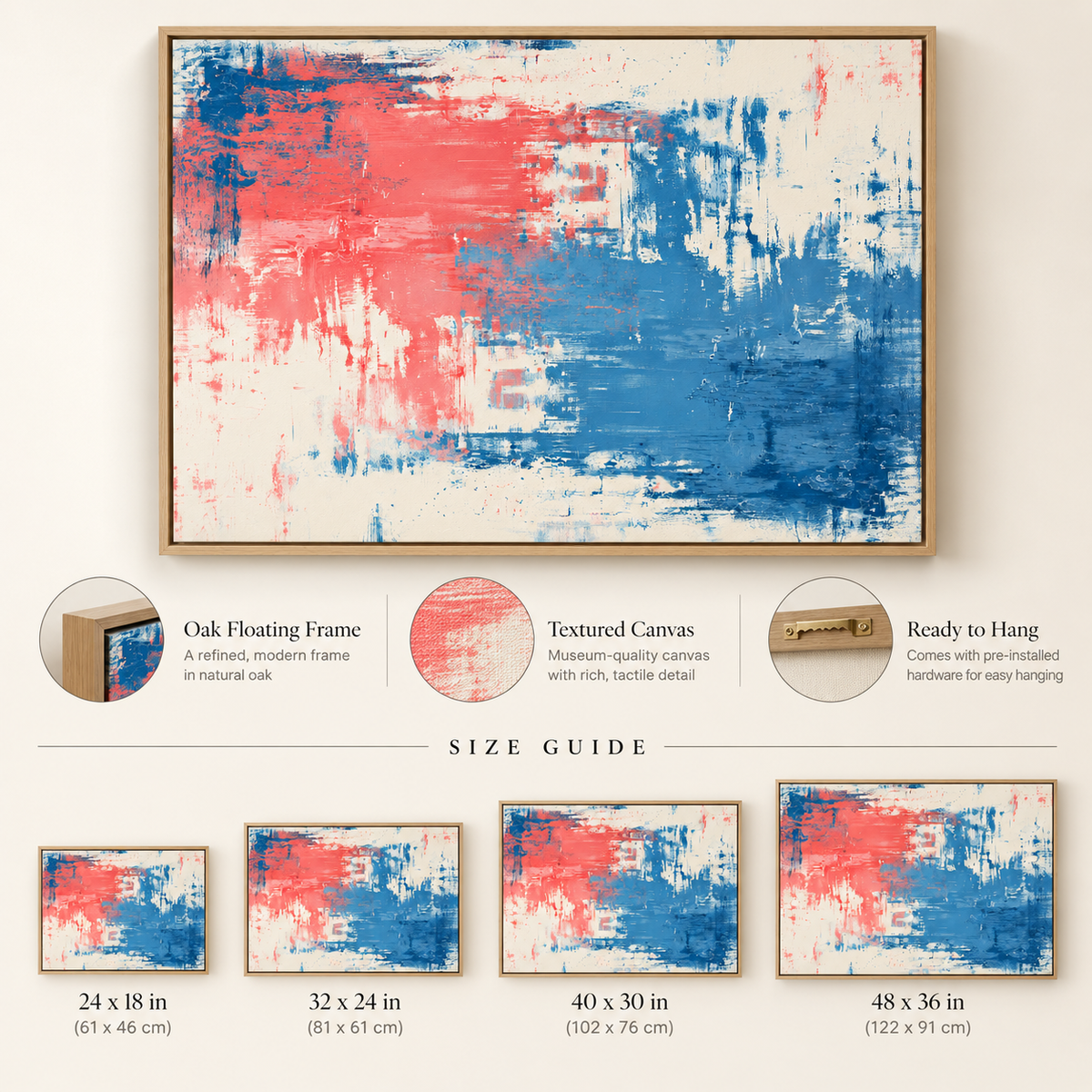 Coral and Navy Wall Art – Faded Signal by Rossetti Art