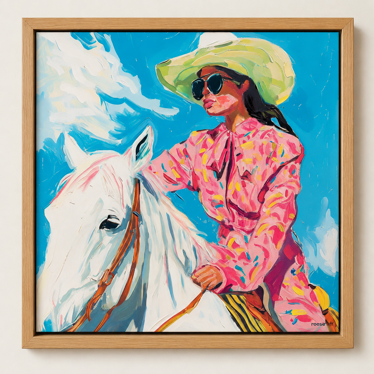 Cowgirl Wall Art Prints — Pink Rodeo modern abstract canvas wall art by Rossetti Art – luxury interior design artwork for living room, bedroom, office – cowgirl wall art cowgirl wall art prints equestrian wall art