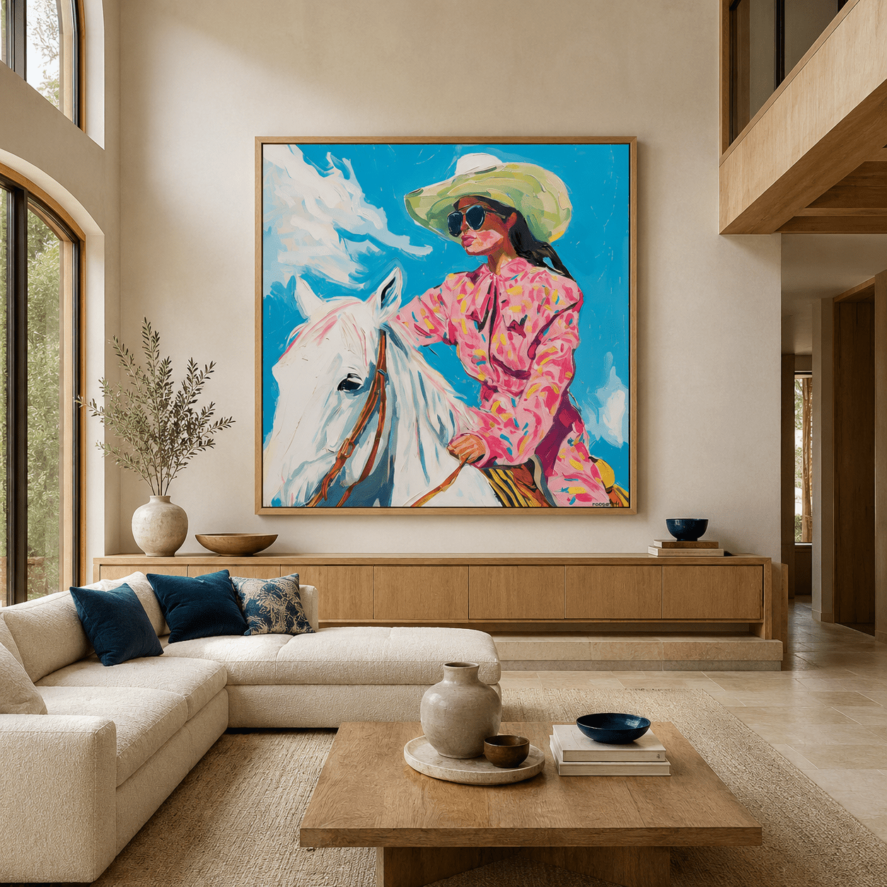 Cowgirl Wall Art Prints — Pink Rodeo modern abstract canvas wall art by Rossetti Art – luxury interior design artwork for living room, bedroom, office – cowgirl wall art cowgirl wall art prints equestrian wall art