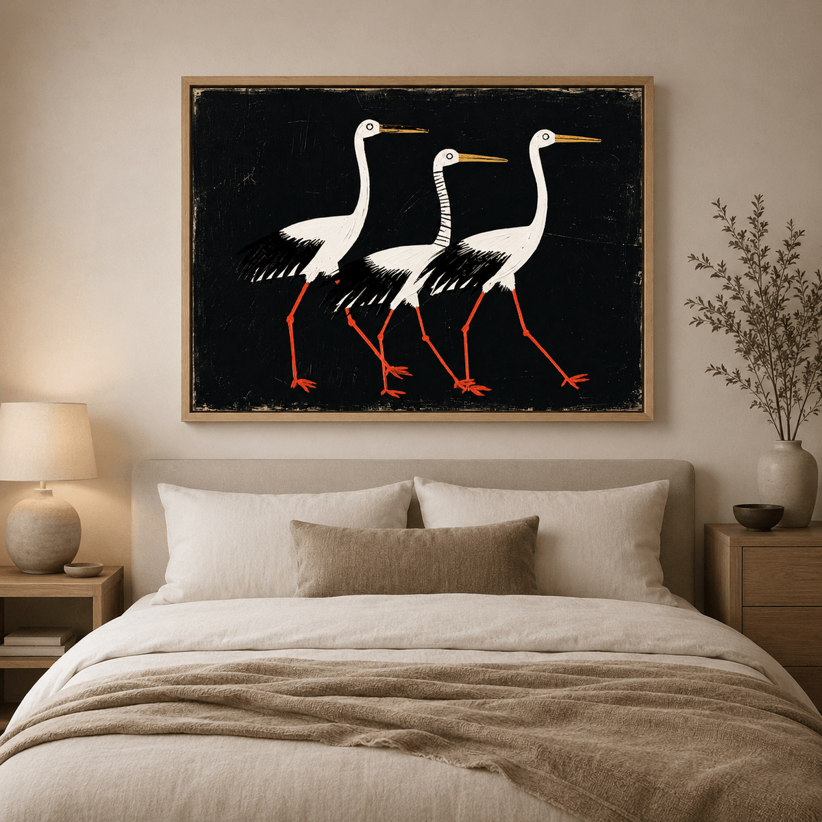Crane Wall Art Canvas Print — Procession by Rossetti Art