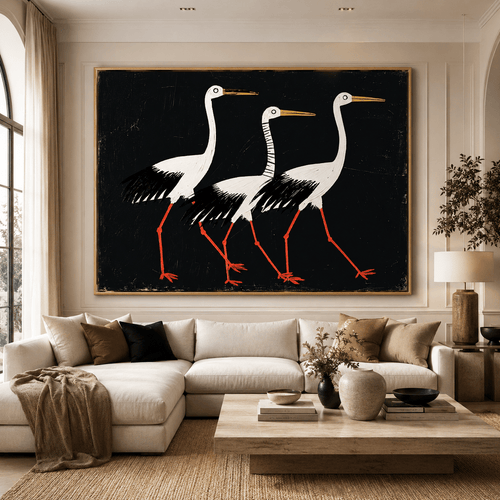 Crane Wall Art Canvas Print — Procession by Rossetti Art