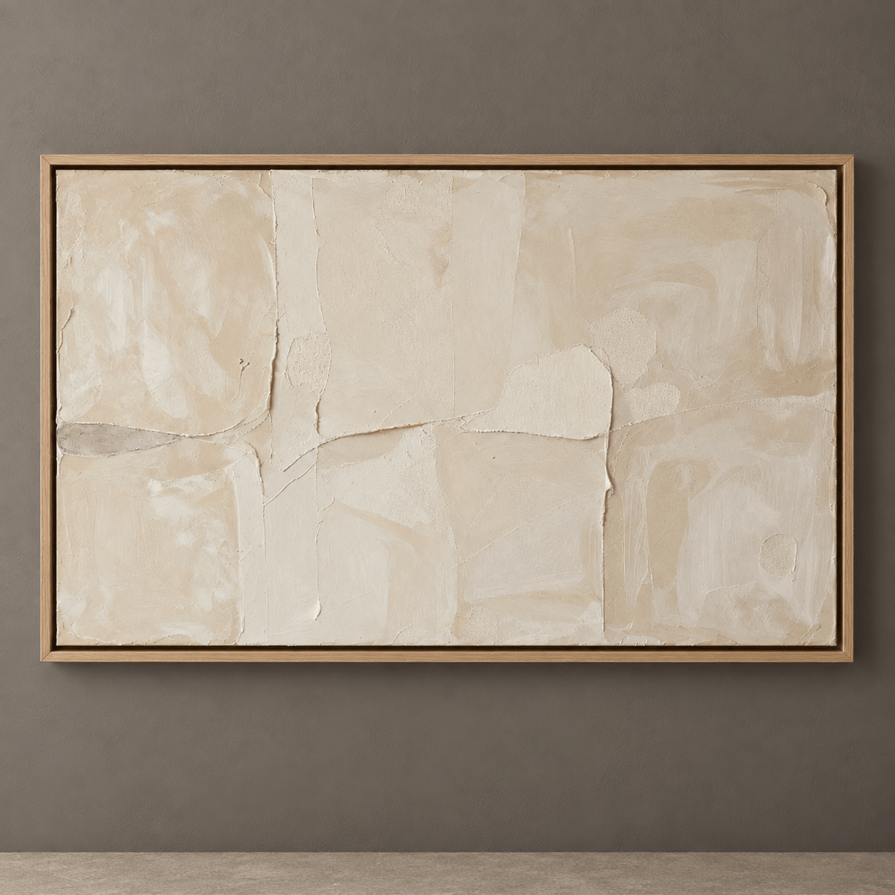 Cream abstract painting — Quiet Plaster framed original by Rossetti Art