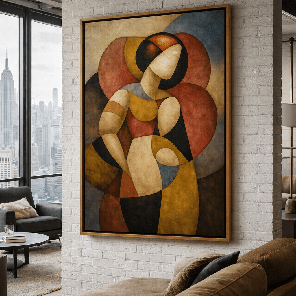 Cubist Grace – Abstract Figurative Canvas Print by Chiara Rossetti | Modern Luxury Wall Art for Elegant Interiors modern abstract canvas wall art by Rossetti Art – luxury interior design artwork for living room, bedroom, office – figurative modern abstract modern abstract artwork