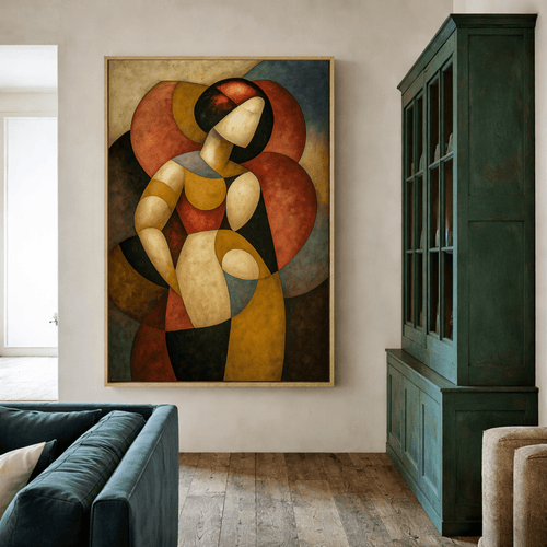Cubist Grace – Abstract Figurative Canvas Print by Chiara Rossetti | Modern Luxury Wall Art for Elegant Interiors modern abstract canvas wall art by Rossetti Art – luxury interior design artwork for living room, bedroom, office – figurative modern abstract modern abstract artwork