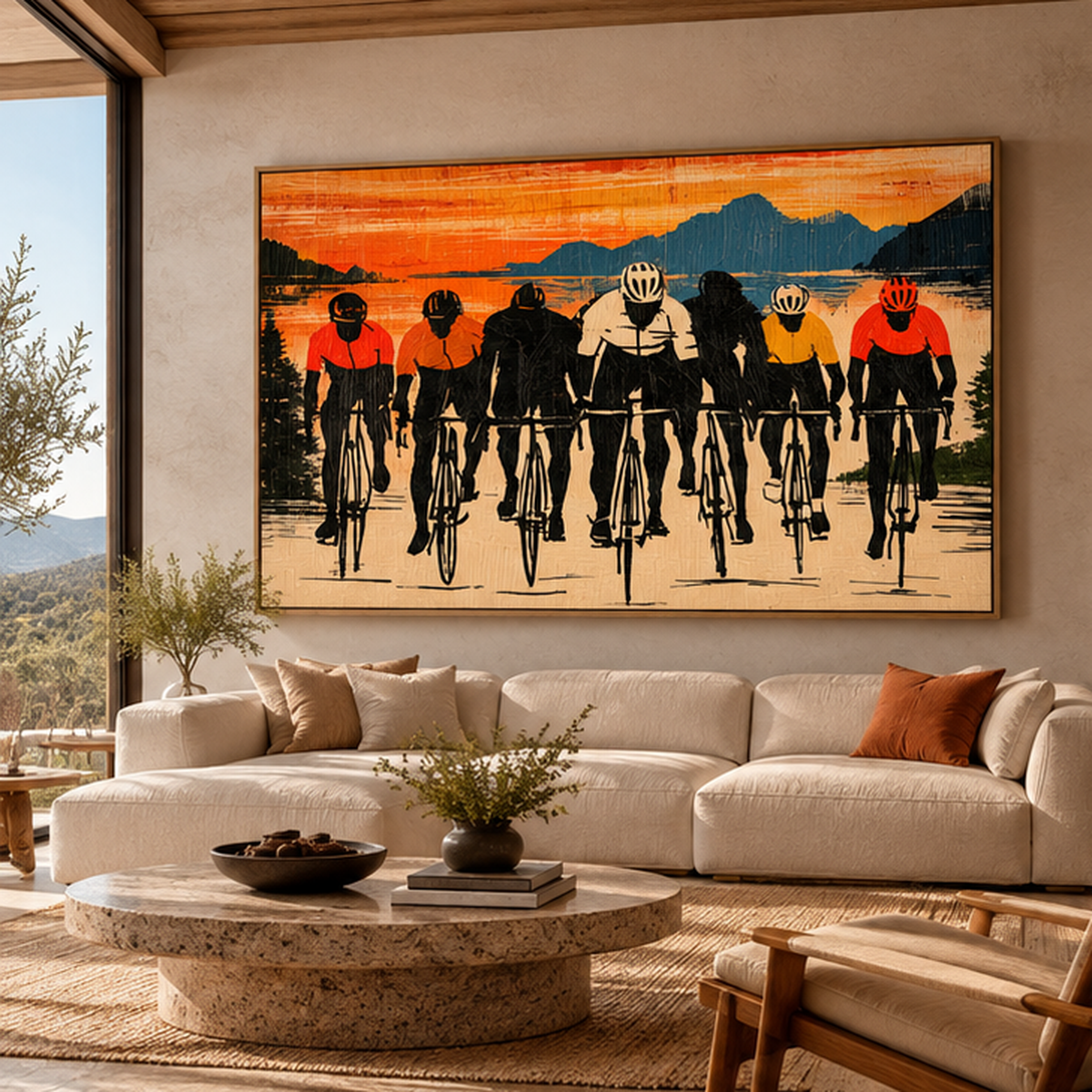 Cycling Art Print – Lakeside Peloton by Rossetti Art