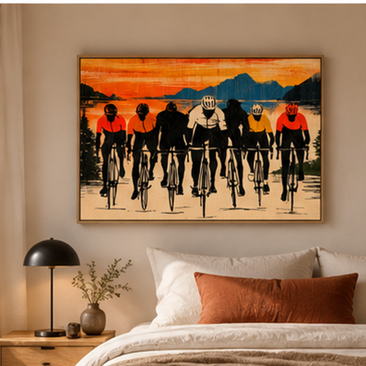 Cycling Art Print – Lakeside Peloton by Rossetti Art