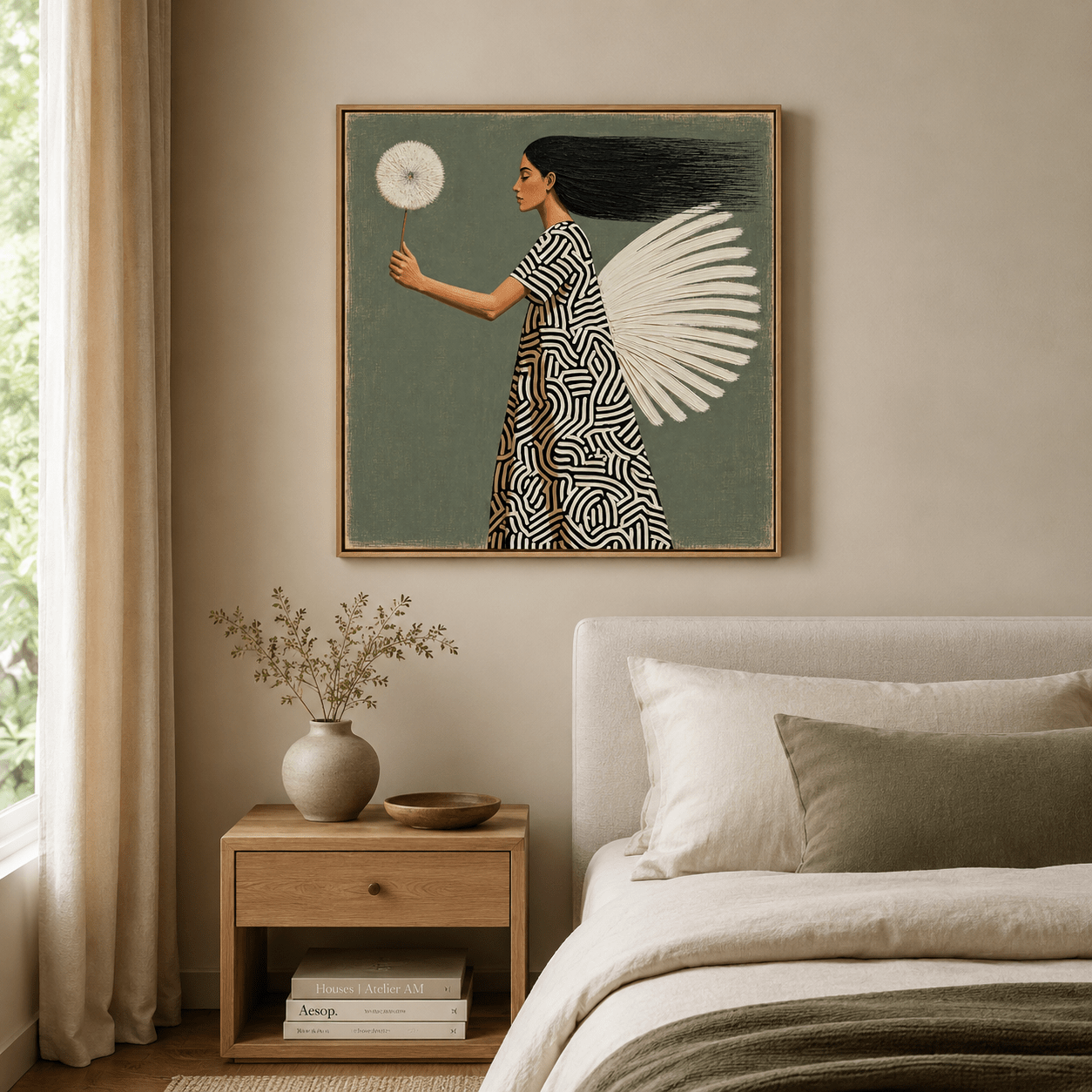 Dandelion Wall Art Canvas Print — Windborn | Rossetti Art modern abstract canvas wall art by Rossetti Art – luxury interior design artwork for living room, bedroom, office – Entryway Wall Art figurative Living Room Canvas Art