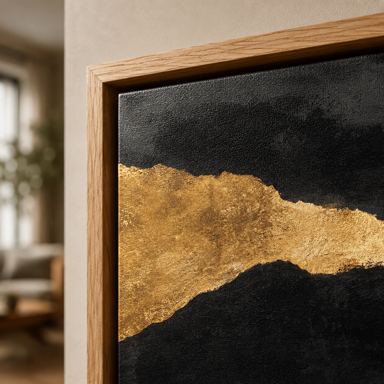 Dark Abstract Painting — Golden Rift by Rossetti Art
