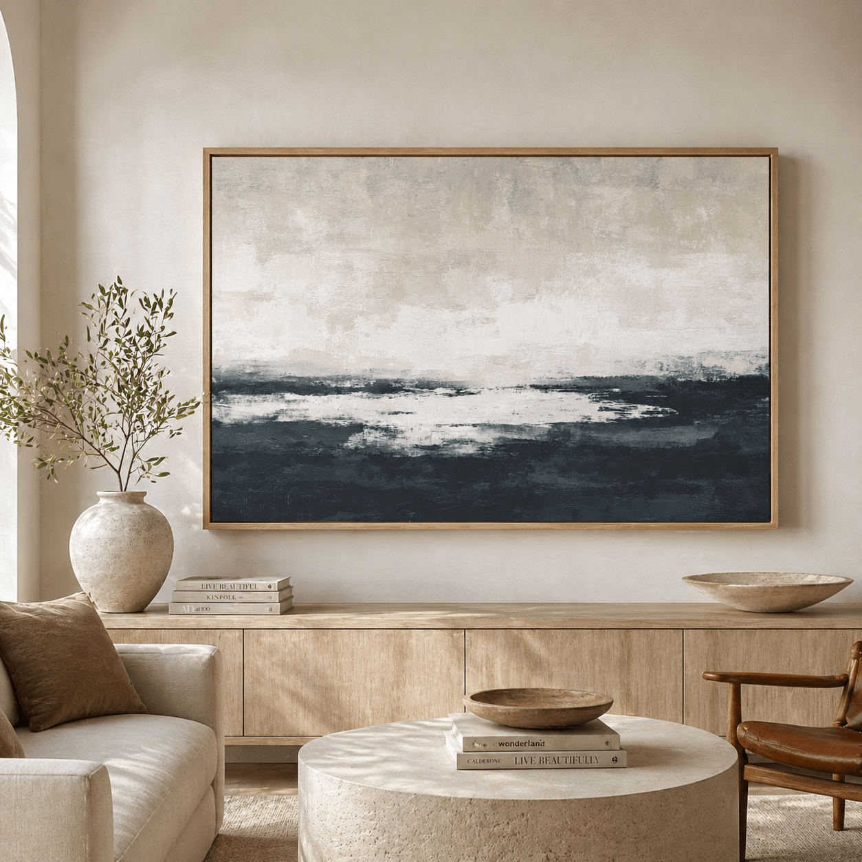 Dark Abstract Wall Art Canvas Print — Still Divide by Rossetti Art