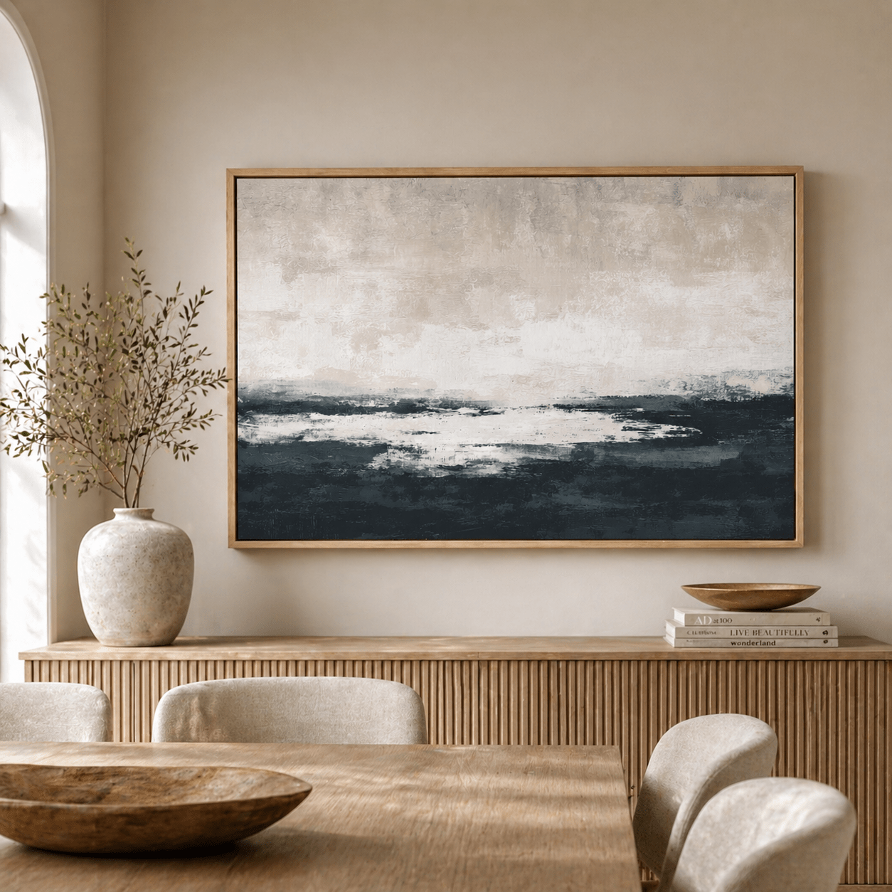 Dark Abstract Wall Art Canvas Print — Still Divide by Rossetti Art