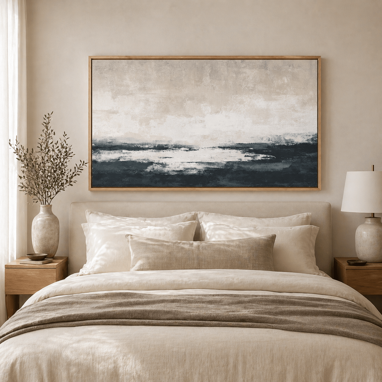 Dark Abstract Wall Art Canvas Print — Still Divide by Rossetti Art
