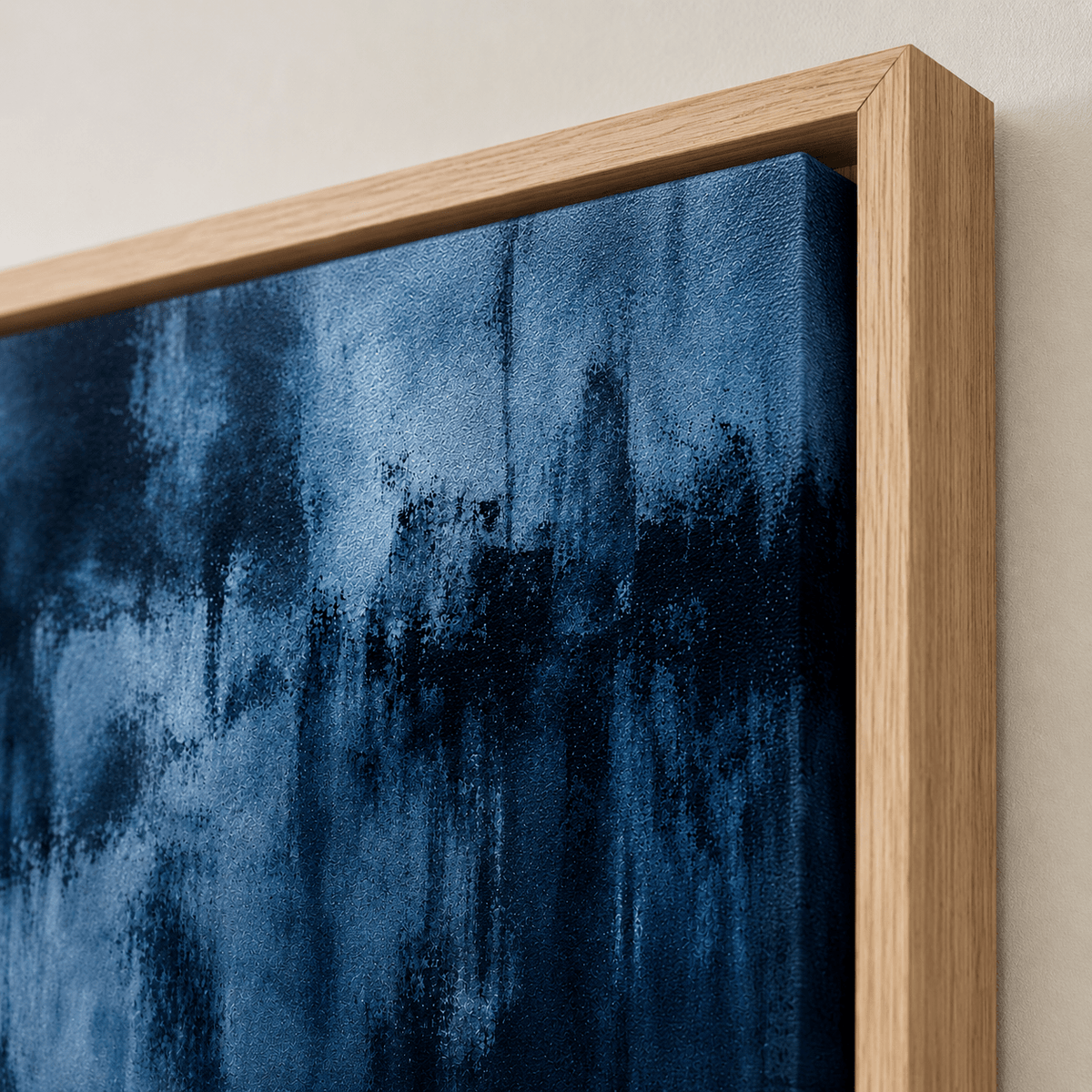 Dark Blue Abstract Wall Art Canvas Print — Indigo Drift by Rossetti Art