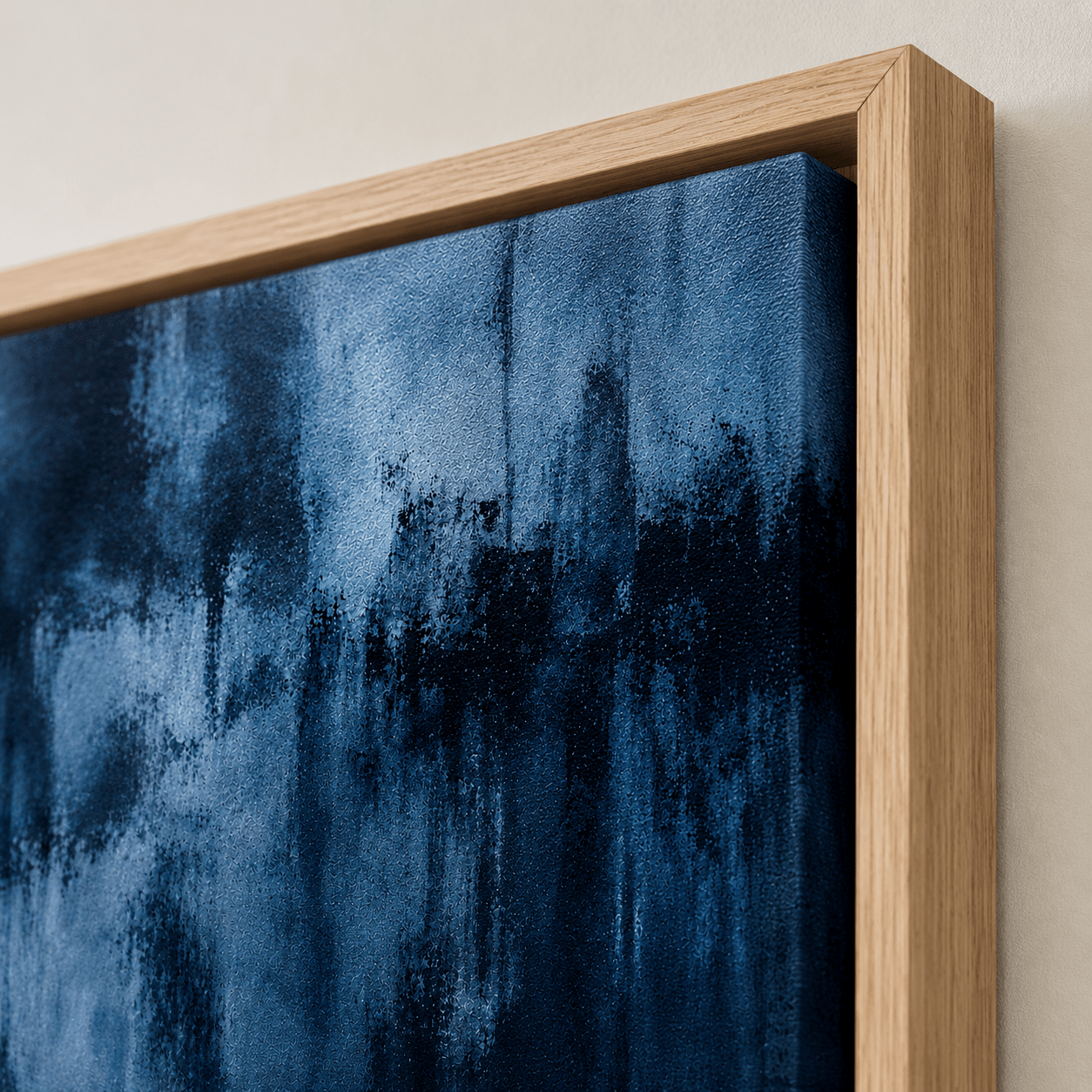 Dark Blue Abstract Wall Art Canvas Print — Indigo Drift by Rossetti Art