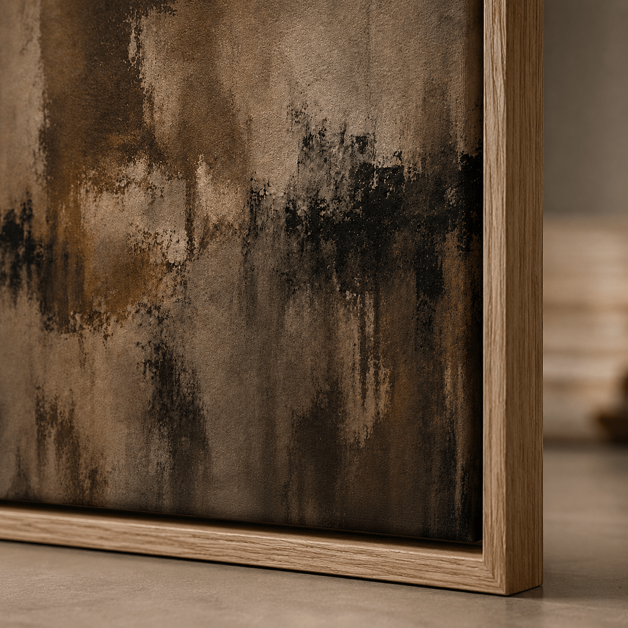 Dark Brown Abstract Wall Art Canvas Print — Amber Drift by Rossetti Art