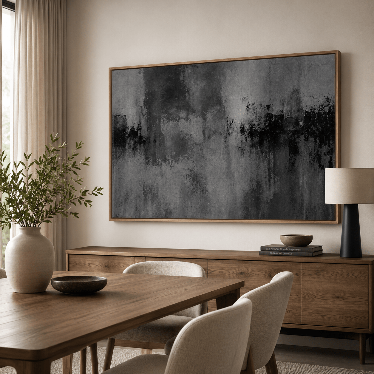 Dark Grey Abstract Wall Art Canvas Print — Urban Haze by Rossetti Art