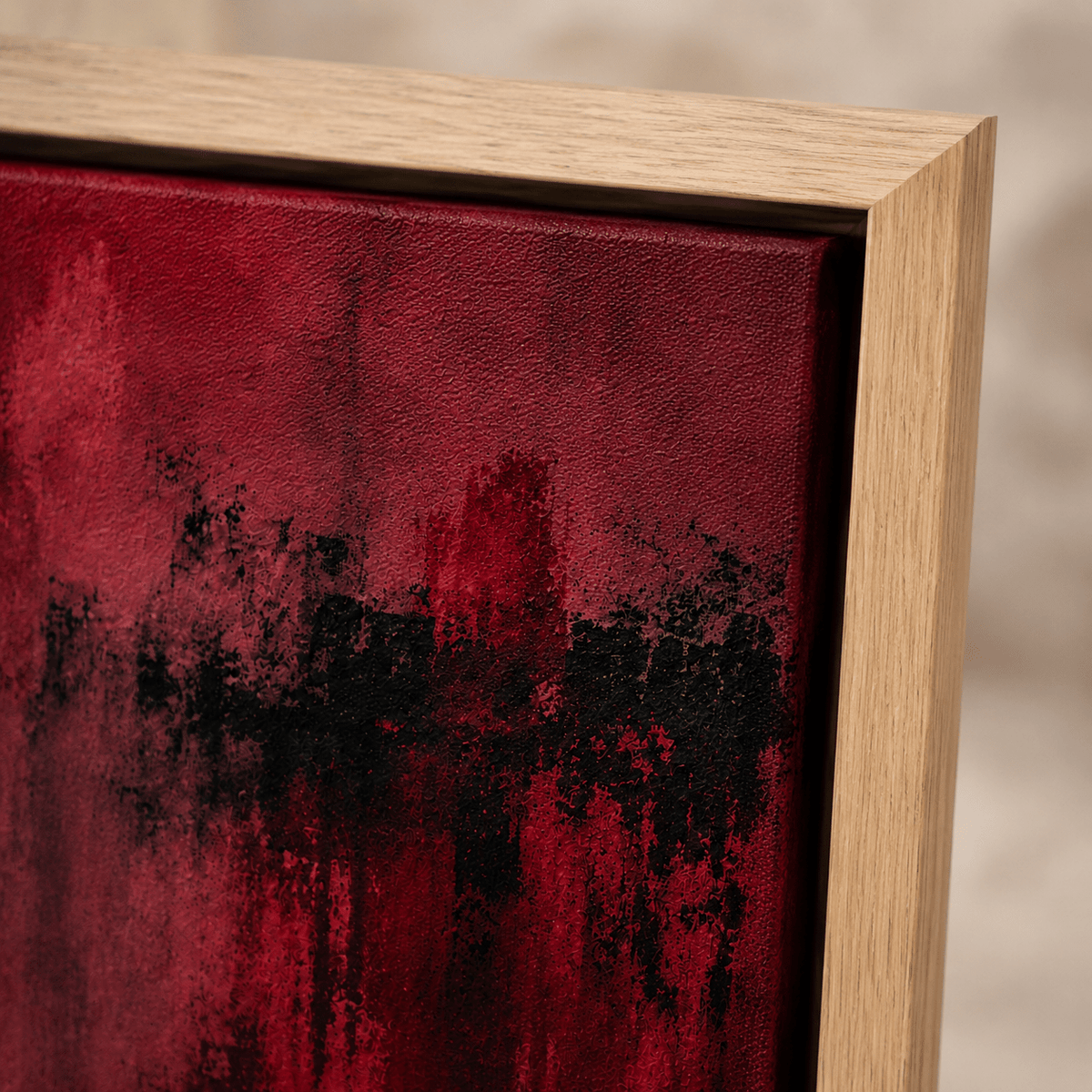 Scarlet Drift dark red wall art canvas print, full view