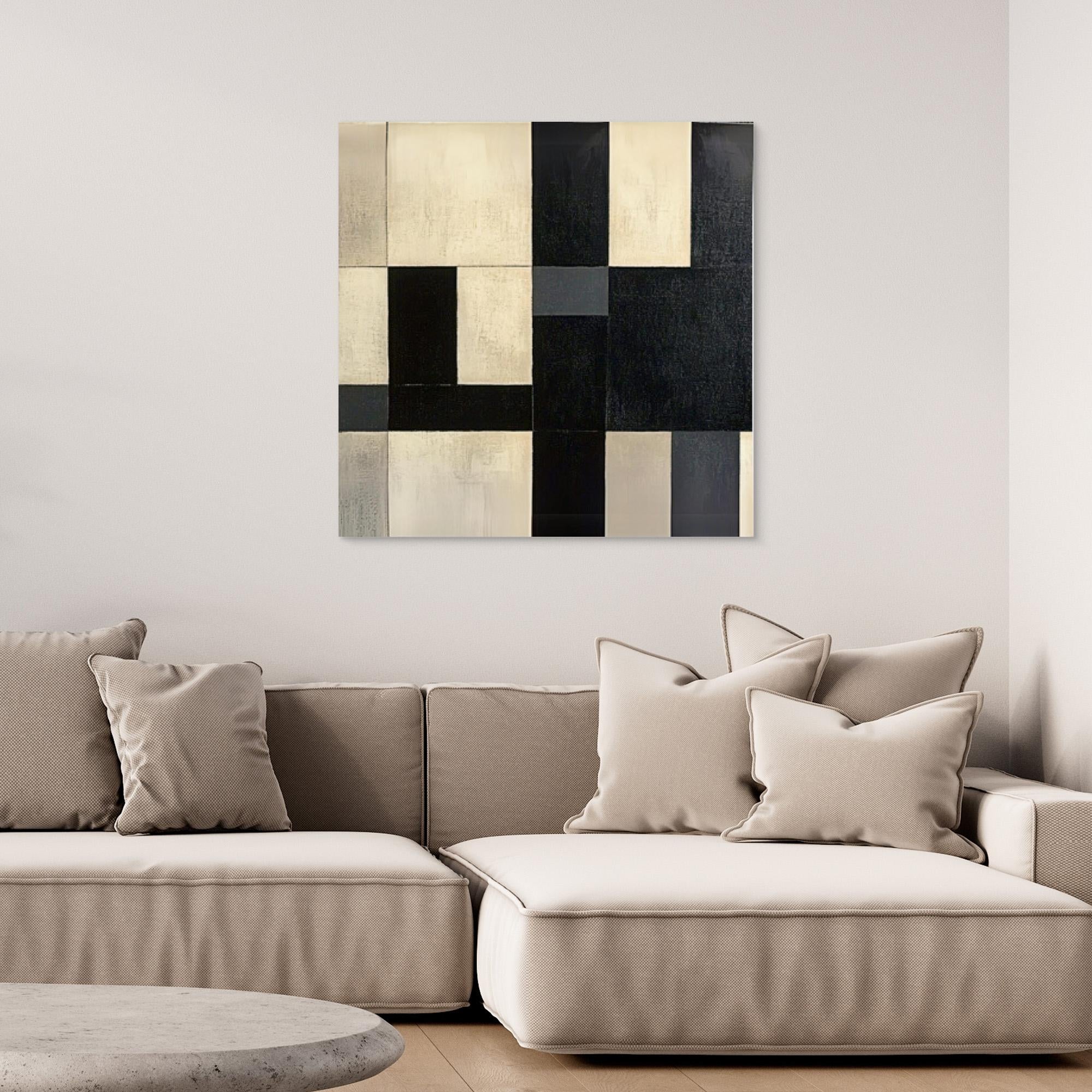 Canvas Print : Monochrome Symphony - Modern Abstract Black & White Canvas Art