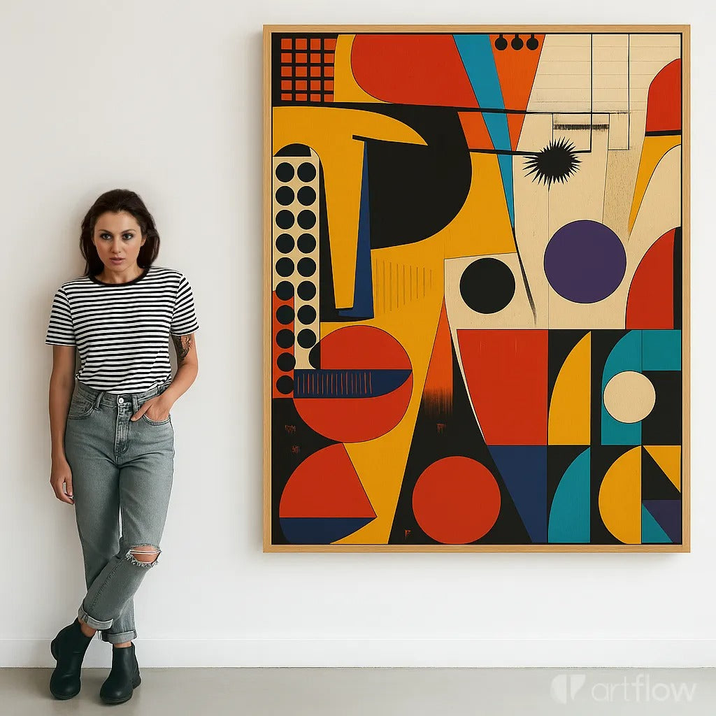 Canvas Print : Chromatic Cascade – Geometric Abstract Canvas Print - Vibrant Contemporary Wall Art