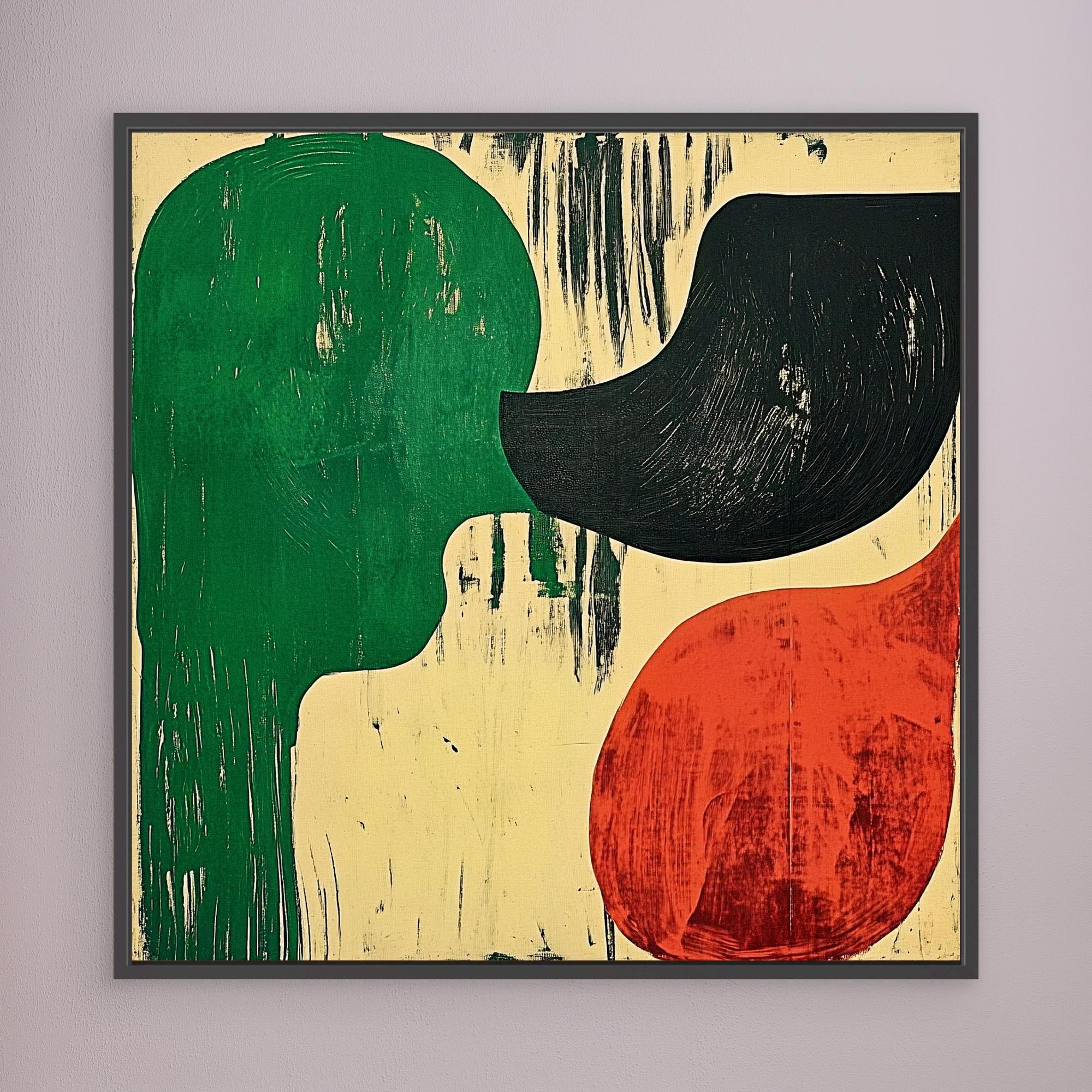 Canvas Print : Abstract Harmony – Green, Black, and Red Canvas Art