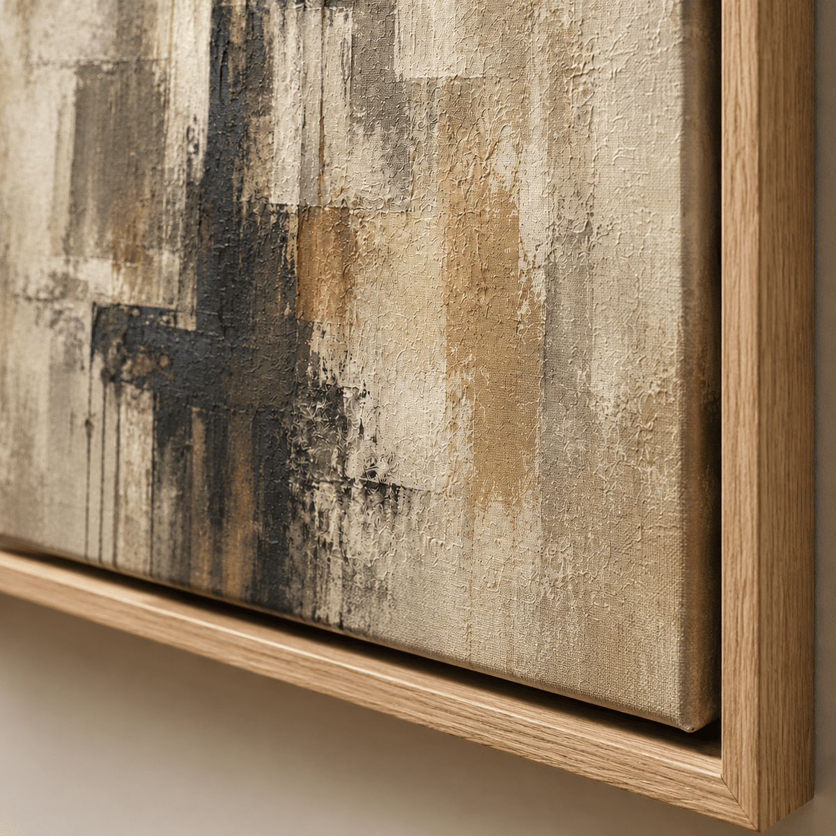 Amber Column earth tone abstract canvas print shown in a living room setting