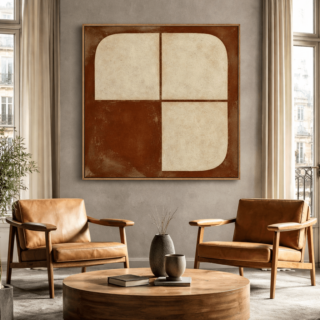 Earth Tone Geometric Wall Art Canvas Print | Terracotta Balance
